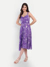 Woman wearing Aifa purple floral sleeveless midi dress