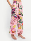 Luxury women’s pink floral Neno wide leg pants with elegant flowy silhouette and premium design