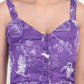 Woman wearing Aifa purple floral sleeveless midi dress