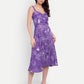 Woman wearing Aifa purple floral sleeveless midi dress