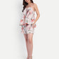 Women’s floral print Lelo shorts in pink with high waist and flared fit