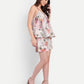 Women’s floral print Lelo shorts in pink with high waist and flared fit