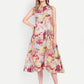 Women’s floral print sleeveless Suku midi dress with flared fit