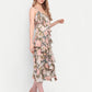 Hika Dress – women’s floral midi dress with ruffle layers and spaghetti straps, perfect for summer wear