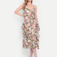 Hika Dress – women’s floral midi dress with ruffle layers and spaghetti straps, perfect for summer wear