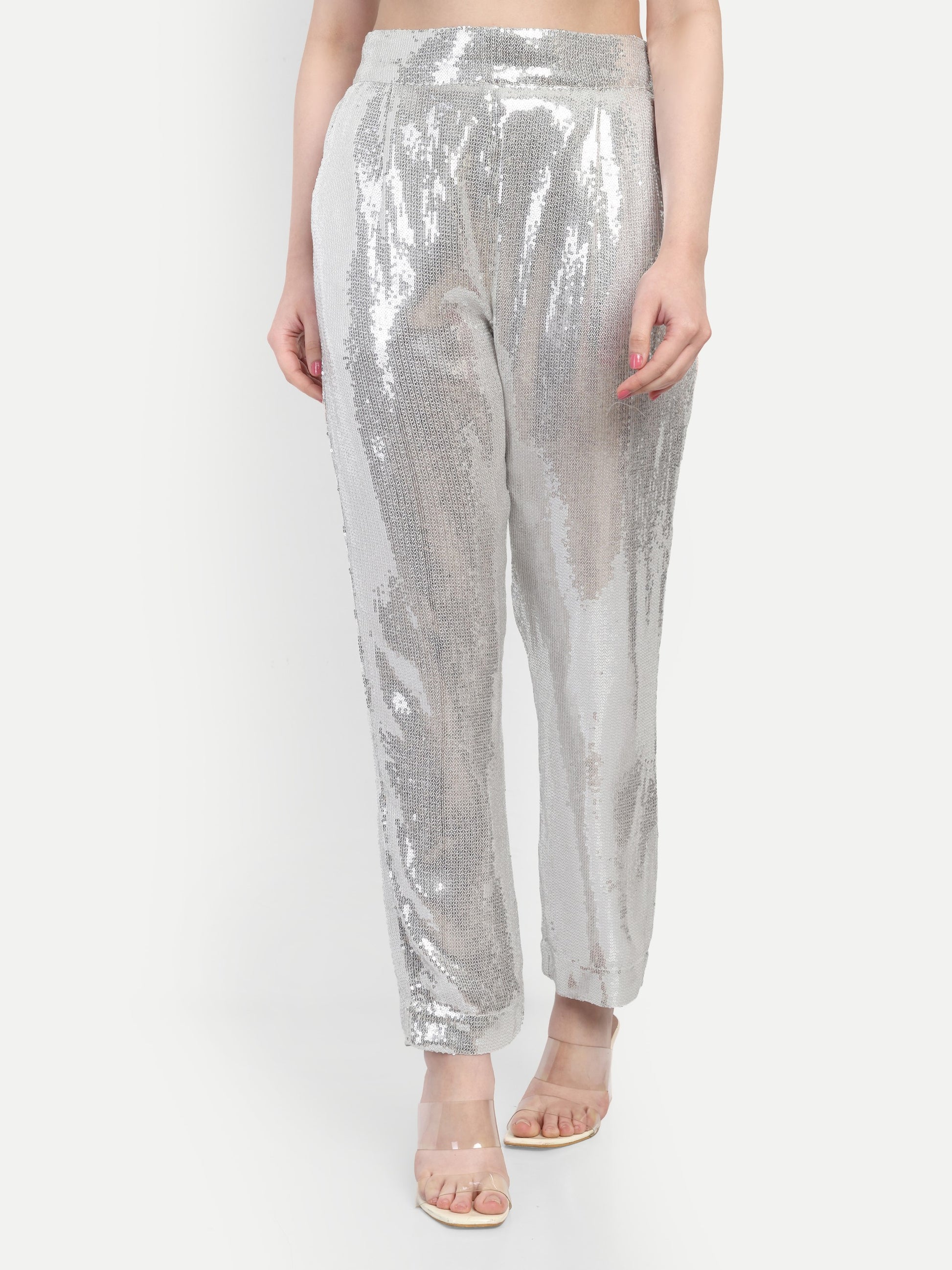 Jeena Pant women’s sequin bottomwear with stylish comfortable fit