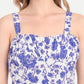 Luxury women’s blue floral Dudu midi dress with elegant flared silhouette and premium design