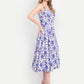 Luxury women’s blue floral Dudu midi dress with elegant flared silhouette and premium design