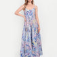 Luxury women’s blue floral Sumi maxi dress with elegant flowy silhouette and designer look