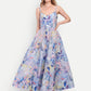 Luxury women’s blue floral Sumi maxi dress with elegant flowy silhouette and designer look