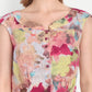Luxury women’s multicolor Lino top with artistic print and elegant tailored fit