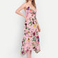Luxury women’s pink floral Kuto midi dress with elegant flowy silhouette and premium design