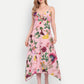 Luxury women’s pink floral Kuto midi dress with elegant flowy silhouette and premium design
