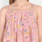 Women's pink floral print high-waist lelo shorts with flared hem and comfortable fit