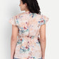 Women’s beige floral Amelia top with ruffle sleeves, soft flowy fit and elegant stylish design