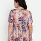 Women’s beige floral Millie top with peplum style, soft flowy fit and elegant stylish design
