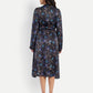 Women’s black and blue floral Reko midi dress with V-neck and elegant flowy fit