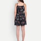 Women’s black floral Nazia top CB set with sleeveless top and matching shorts