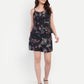 Women’s black floral Nazia top CB set with sleeveless top and matching shorts