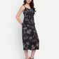 Women’s black floral Piku skirt CB set with sleeveless top and midi skirt