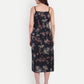 Women’s black floral Piku skirt CB set with sleeveless top and midi skirt