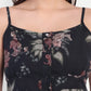 Women’s black floral Piku skirt topset with sleeveless top and midi skirt