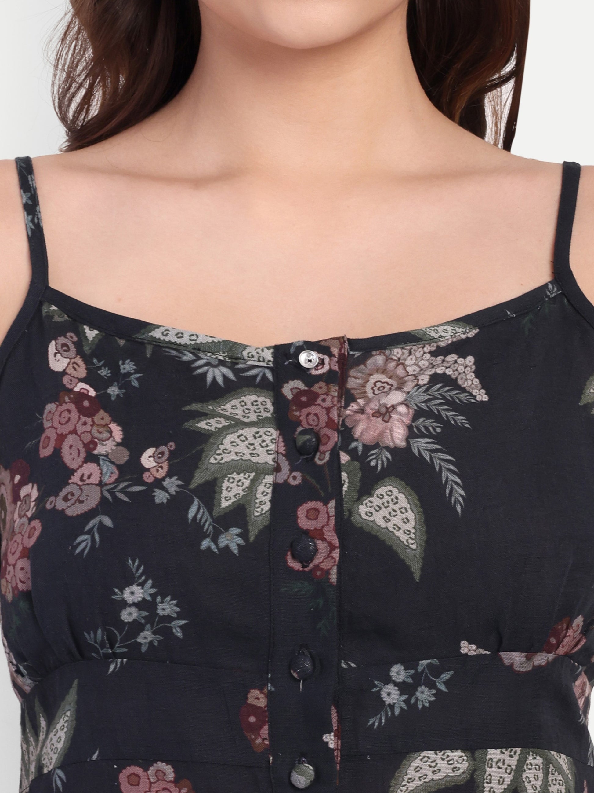 Women’s black floral Zibu pant CB set with sleeveless top and matching pants