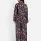 Women’s black printed Freya jacket CB set with long sleeve jacket and matching wide-leg pants
