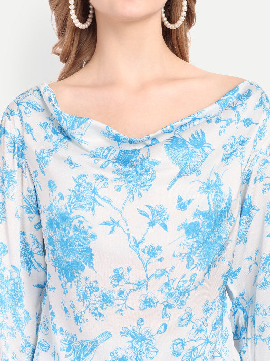 Women’s blue floral Chichi top with long sleeves and relaxed stylish fit