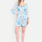 Women’s blue floral Chichi top with long sleeves and relaxed stylish fit