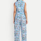 Women’s blue floral Chiki jacket CB set with sleeveless jacket and matching pants