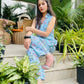 Women’s blue floral Chiki jacket CB set with sleeveless jacket and matching pants