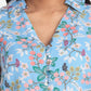 Women’s blue floral Chiki sleeveless jacket with tailored fit and elegant design