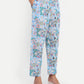 Women’s blue floral Chiki pants with straight fit and comfortable high waist