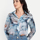 Women’s blue floral Gengy top with shirt style, full sleeves and elegant stylish design