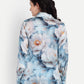 Women’s blue floral Gengy top with shirt style, full sleeves and elegant stylish design