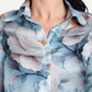 Women’s blue floral Gengy top with shirt style, full sleeves and elegant stylish design