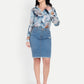 Women’s blue floral Gengy top with shirt style, full sleeves and elegant stylish design