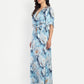 Women’s blue floral Isabella dress with wrap style, flowy maxi fit and elegant stylish design