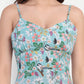 Women’s blue floral Manto midi dress with sleeveless design and fitted silhouette