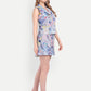 Women’s blue printed Natili jacket CB set with sleeveless jacket and matching shorts