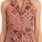 Women’s brown printed Jeni mini dress with sleeveless design and belted waist