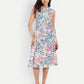 Women’s floral Kiki sleeveless midi dress with elegant fit and soft pastel print
