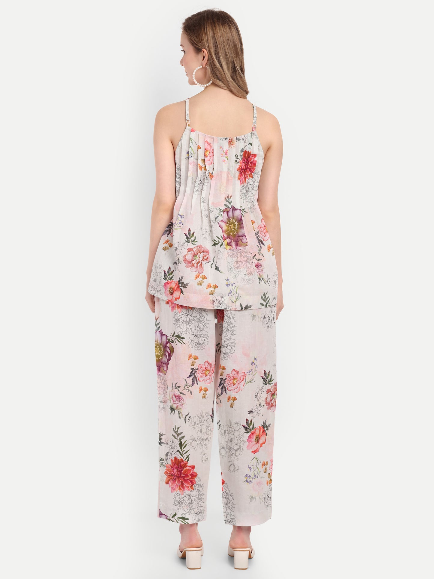 Women’s floral Lelo top CB set with sleeveless layered top and matching pants