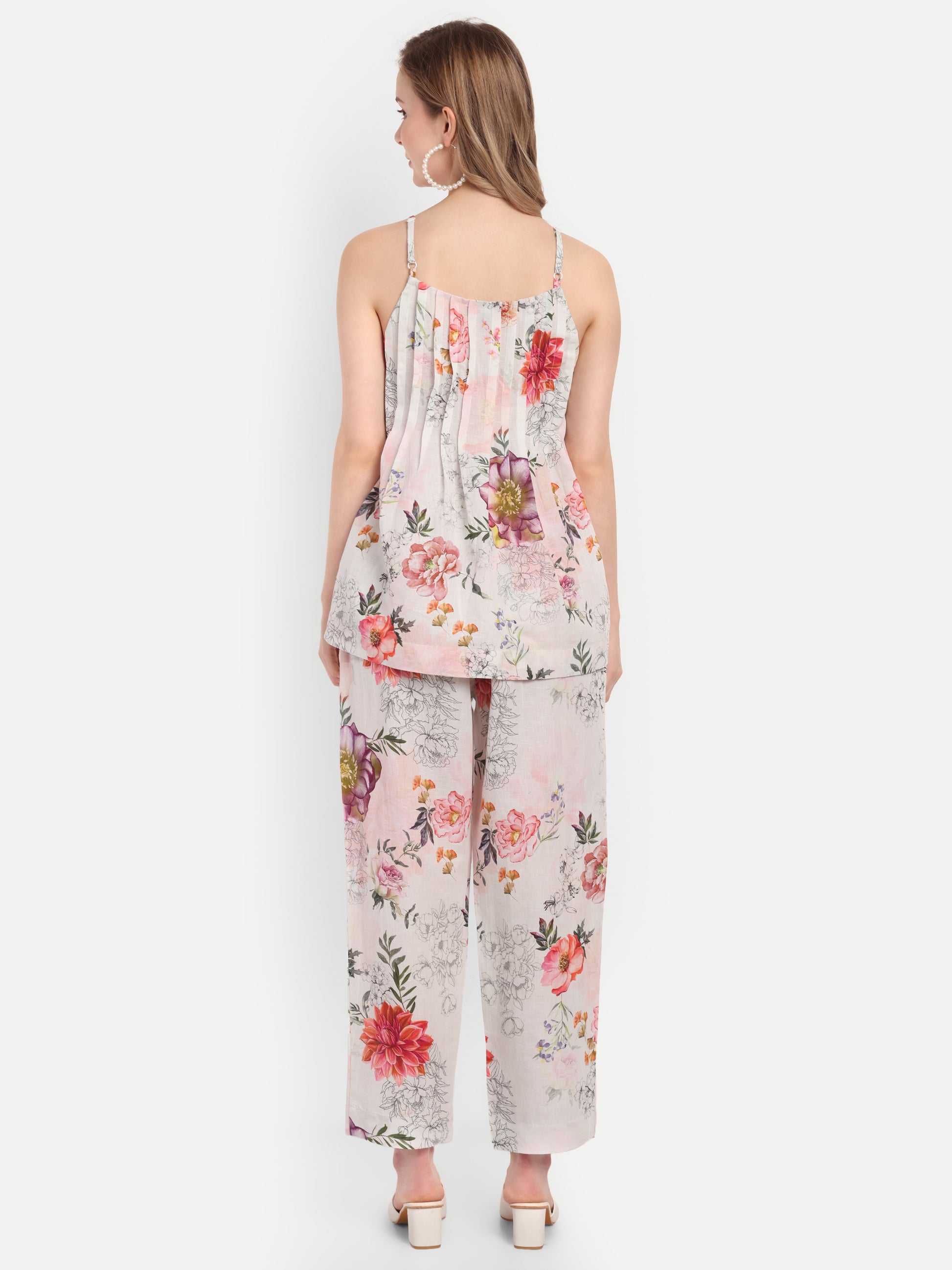 Women’s floral Lelo top CB set with sleeveless layered top and matching pants