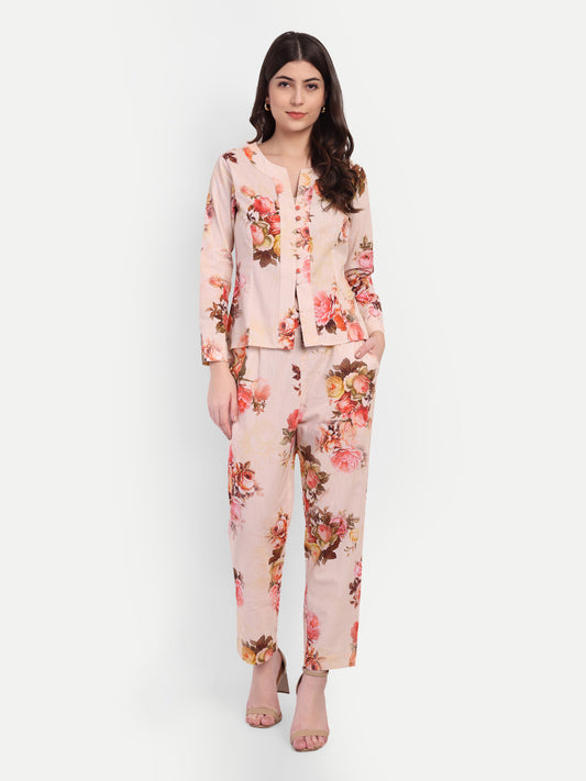 Women’s floral Natia top CB set with long sleeve top and matching pants