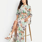 Women’s green floral Selesia dress with flowy maxi fit, side slit and elegant stylish design