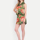 Women’s green floral Sito jacket CB set with sleeveless jacket and matching shorts