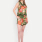 Women’s green floral Sito jacket CB set with sleeveless jacket and matching shorts