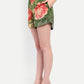 Women’s green floral Sito jacket CB set with sleeveless jacket and matching shorts